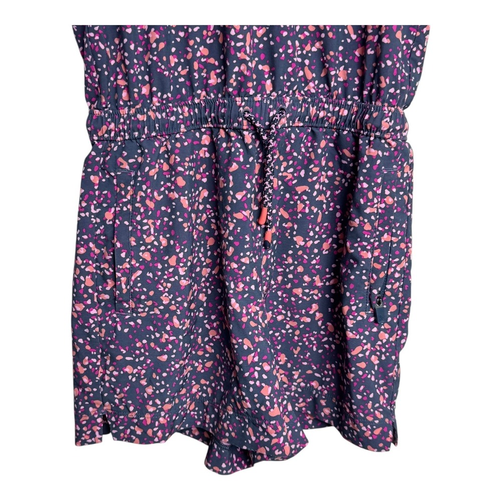 Athleta Girl‎ Kids Romper Jumpsuit M 8-10 Purple Pink Floral Drawstring Pockets - Picture 3 of 5